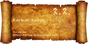 Karkus Kolos névjegykártya
